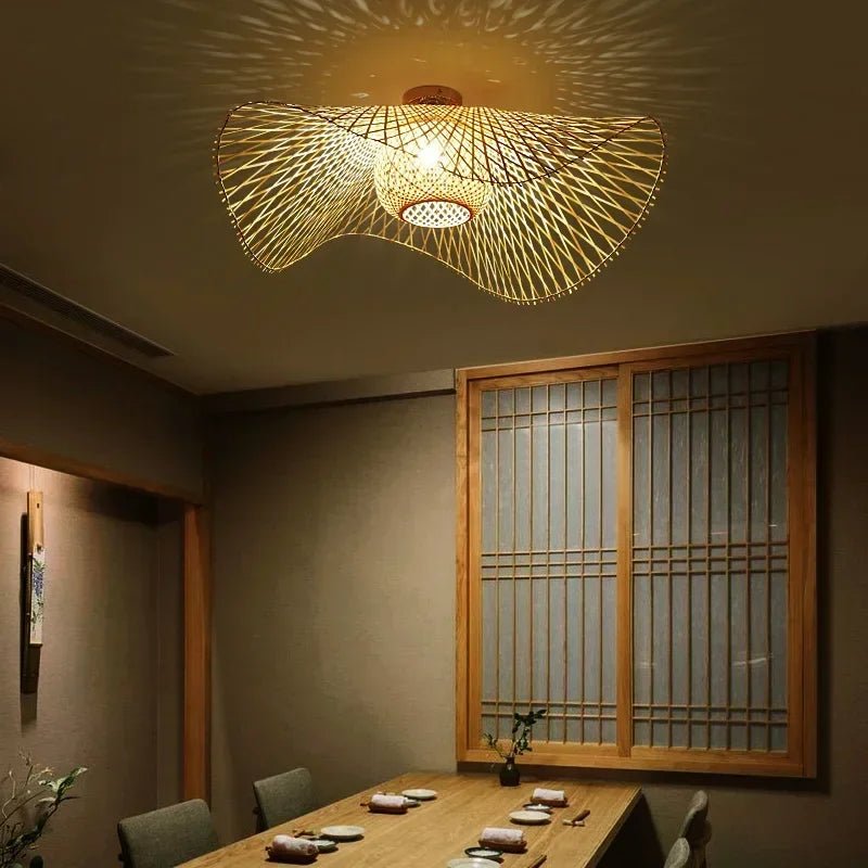Japanese Bamboo Pendant Light - Modern Ceiling Fixture - Luci