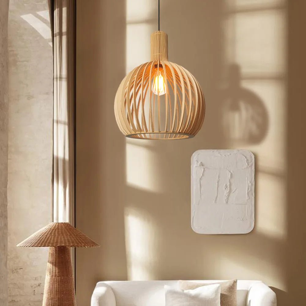 Nordic Wooden Pendant Light - Modern Ceiling Suspension - Luci