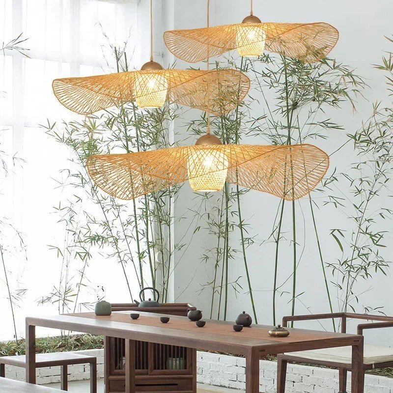 Japanese Bamboo Pendant Light - Modern Ceiling Fixture - Luci