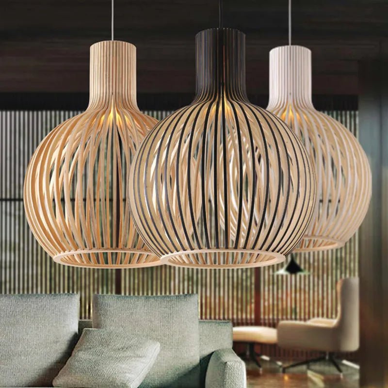 Nordic Wooden Pendant Light - Modern Ceiling Suspension - Luci