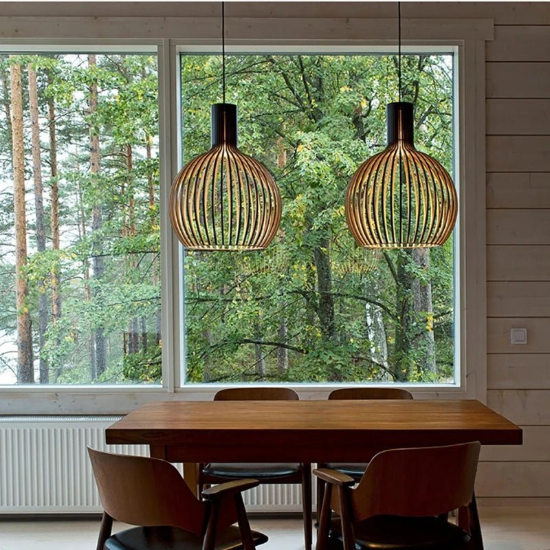 Nordic Wooden Pendant Light - Modern Ceiling Suspension - Luci