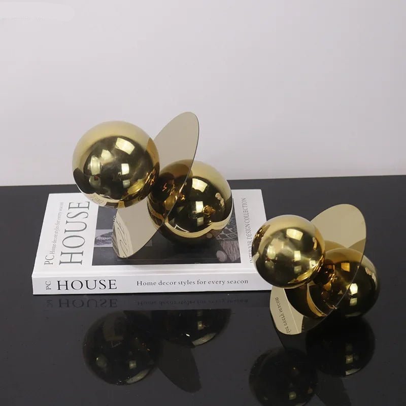Golden Stainless Steel Abstract Sphere Sculpture - Luci