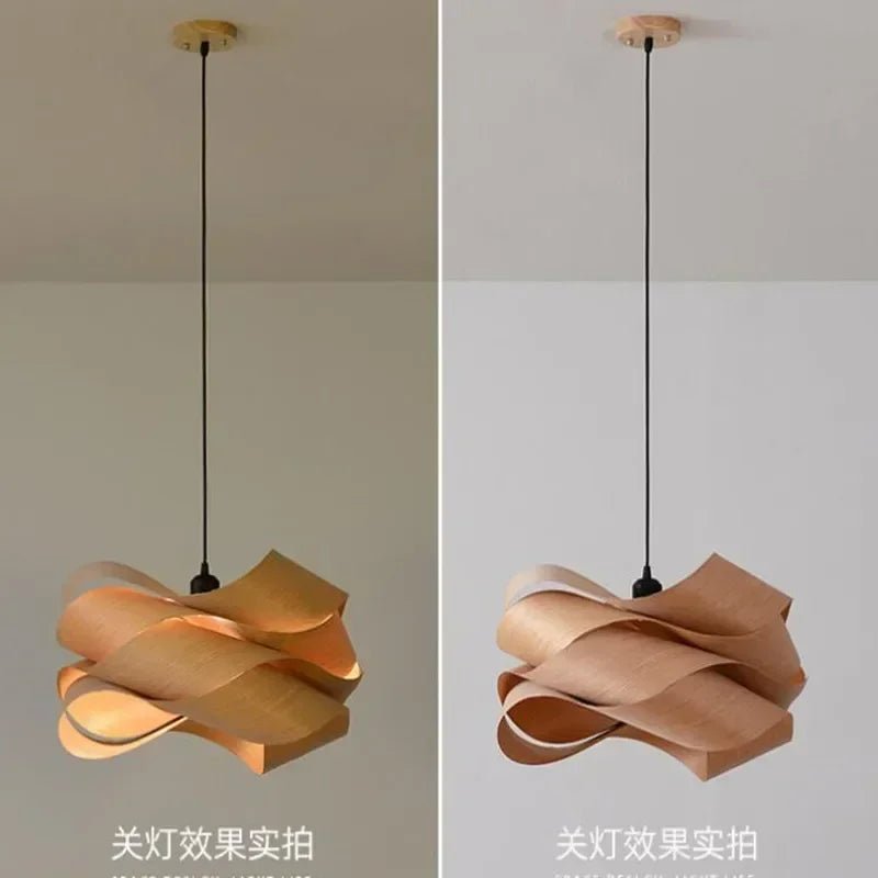 Nordic Minimalist Wooden Pendant Light - Modern Art Decor - Luci