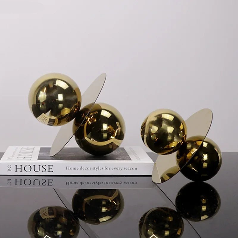 Golden Stainless Steel Abstract Sphere Sculpture - Luci