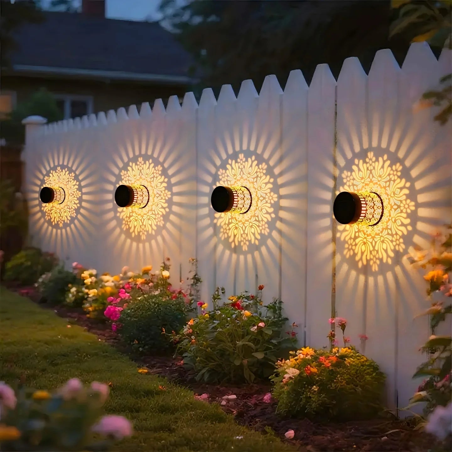 Solar Datura Lantern Wall Light Outdoor Garden Decor