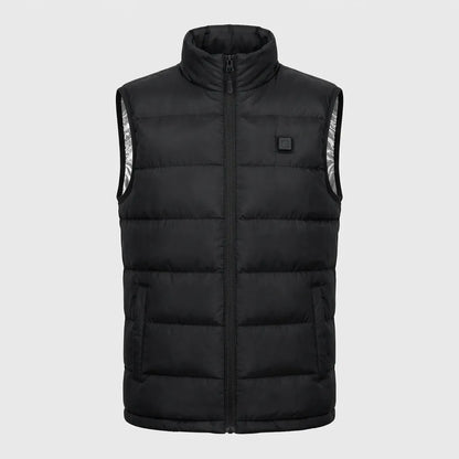 Man wearing black heated gilet outdoors