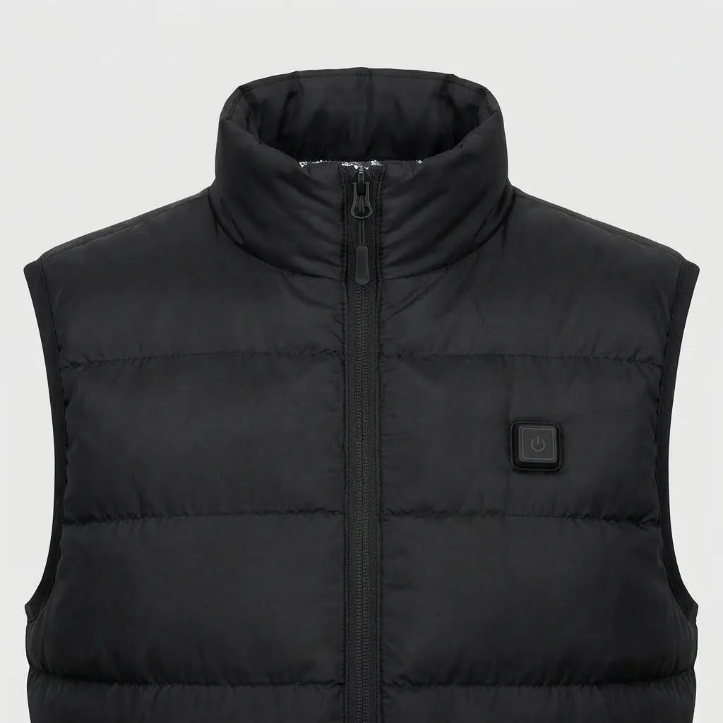 Man wearing black heated gilet outdoors