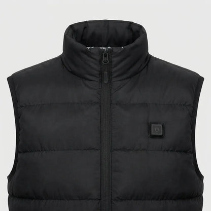 Man wearing black heated gilet outdoors