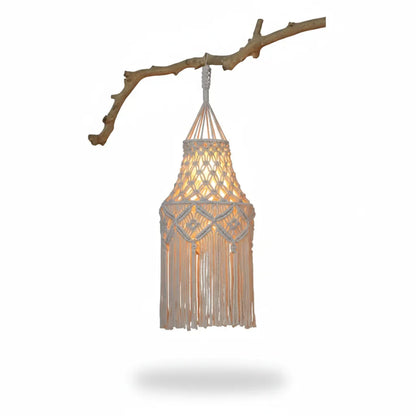 Macrame hanging light fixture