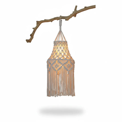 Macrame hanging light fixture