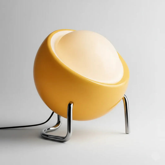 Yellow spherical lamp with a white interior 