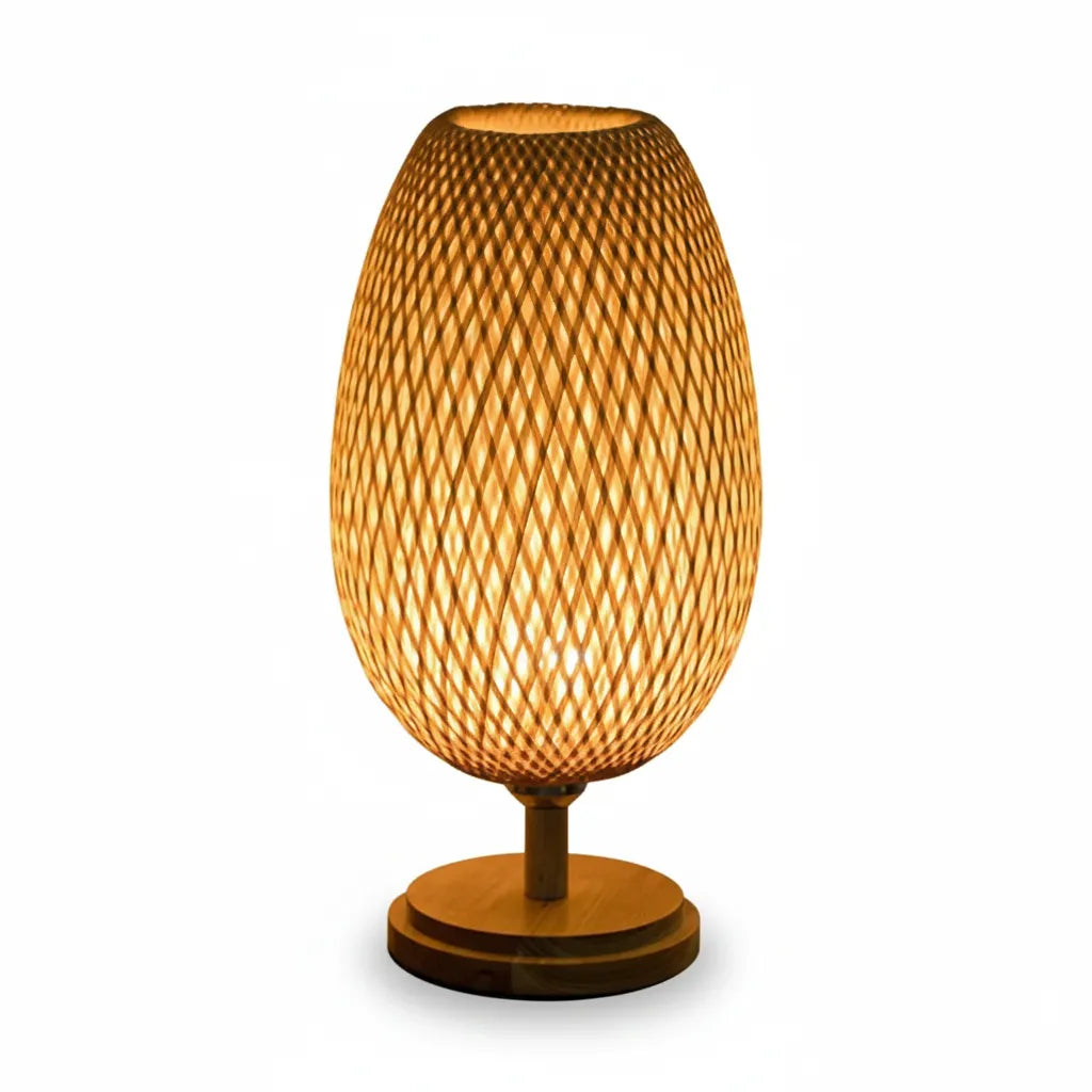 Table lamp with woven design