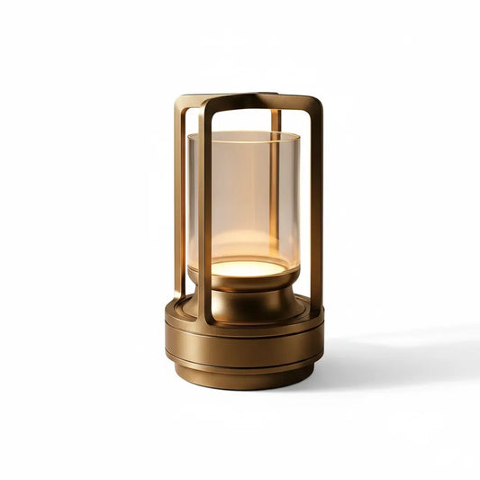 Bronze lantern with glass shade on a white background