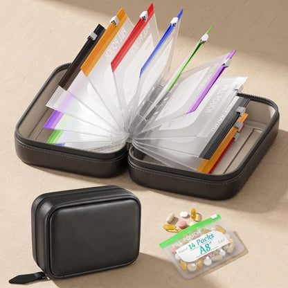 WeekPouch™ Portable Medicine Case — 14 Labelled Zip Pouches
