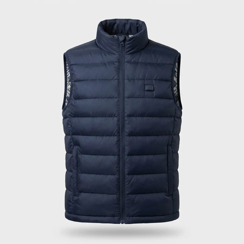 Man wearing black heated gilet outdoors