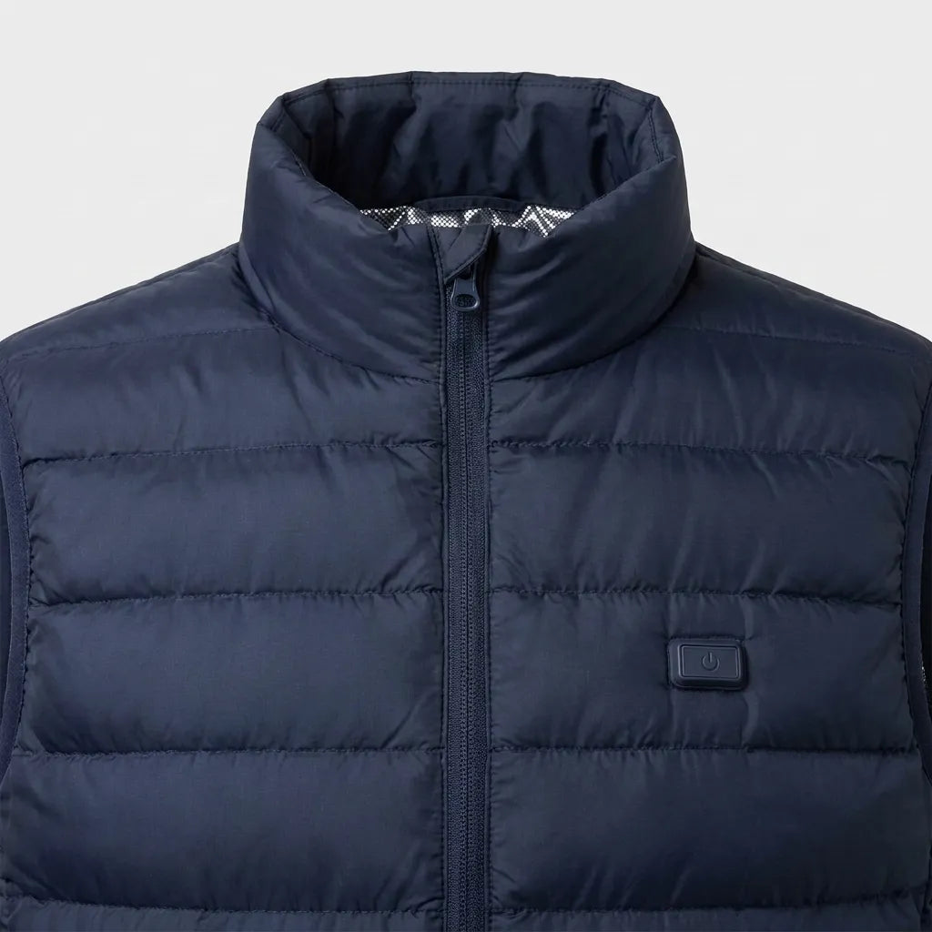 Man wearing black heated gilet outdoors