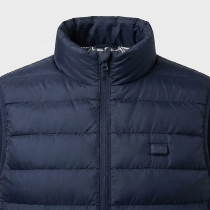 Man wearing black heated gilet outdoors