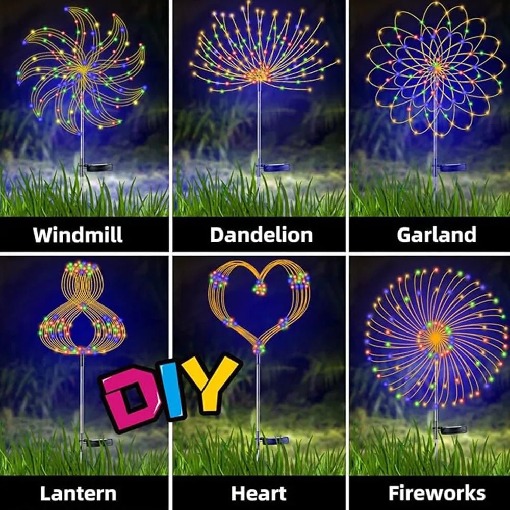 Solar Firework Garden Lights - 150 LED, Waterproof, 8 Modes - Luci