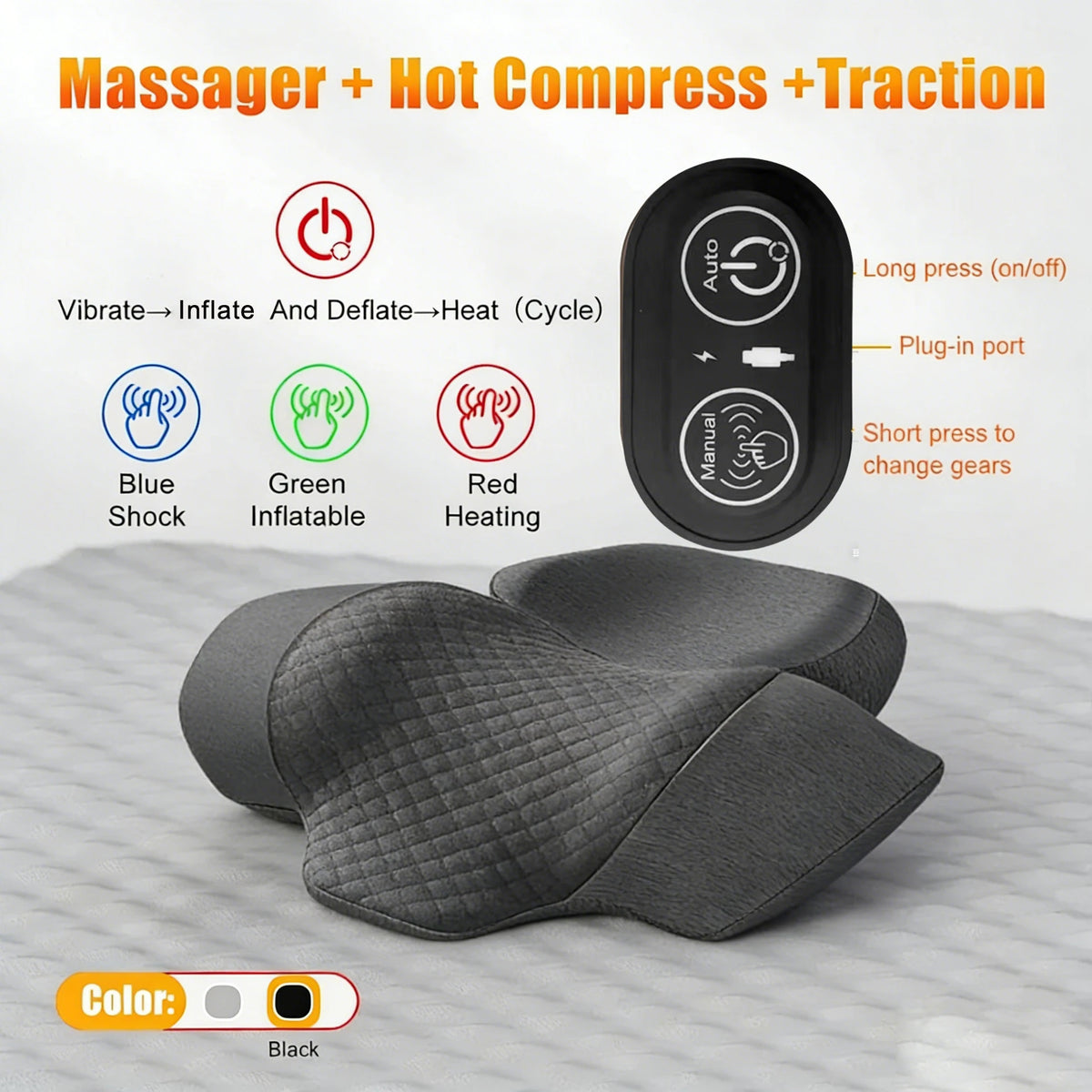 Heated Neck Pillow, Warmth, Massage & Lift