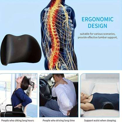 Memory Foam Lumbar Support Cushion — Office Chair & Car