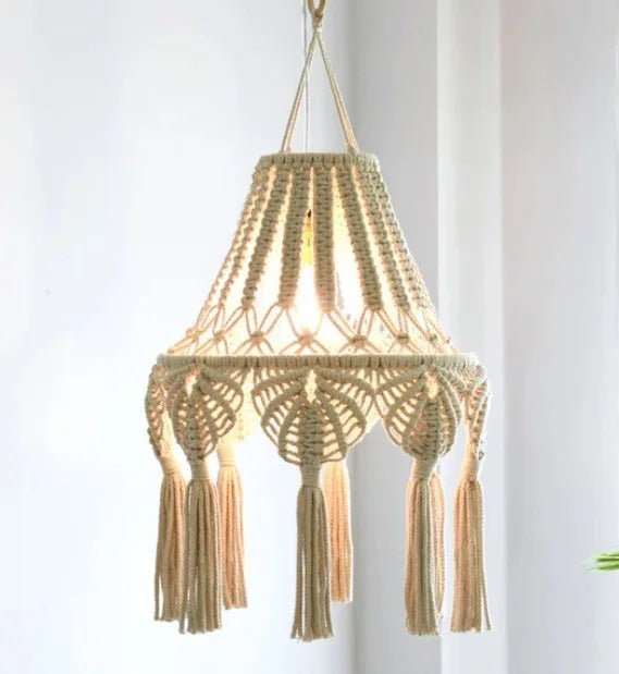 Handcrafted Macramé Lampshade - Boho Chic Light Decor - Luci