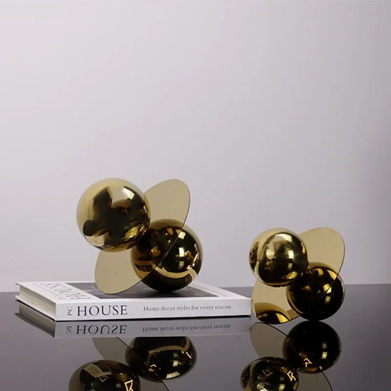 Golden Stainless Steel Abstract Sphere Sculpture - Luci