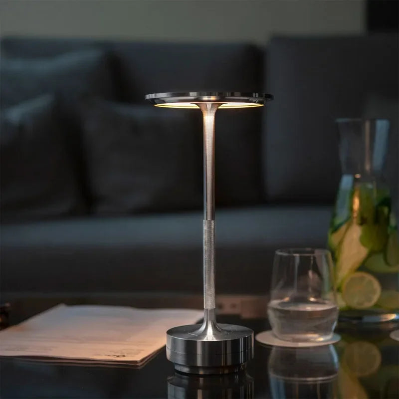 Rechargeable LED Table Lamp – Modern Touch Dimmable Bedside Lamp with Aluminium Design