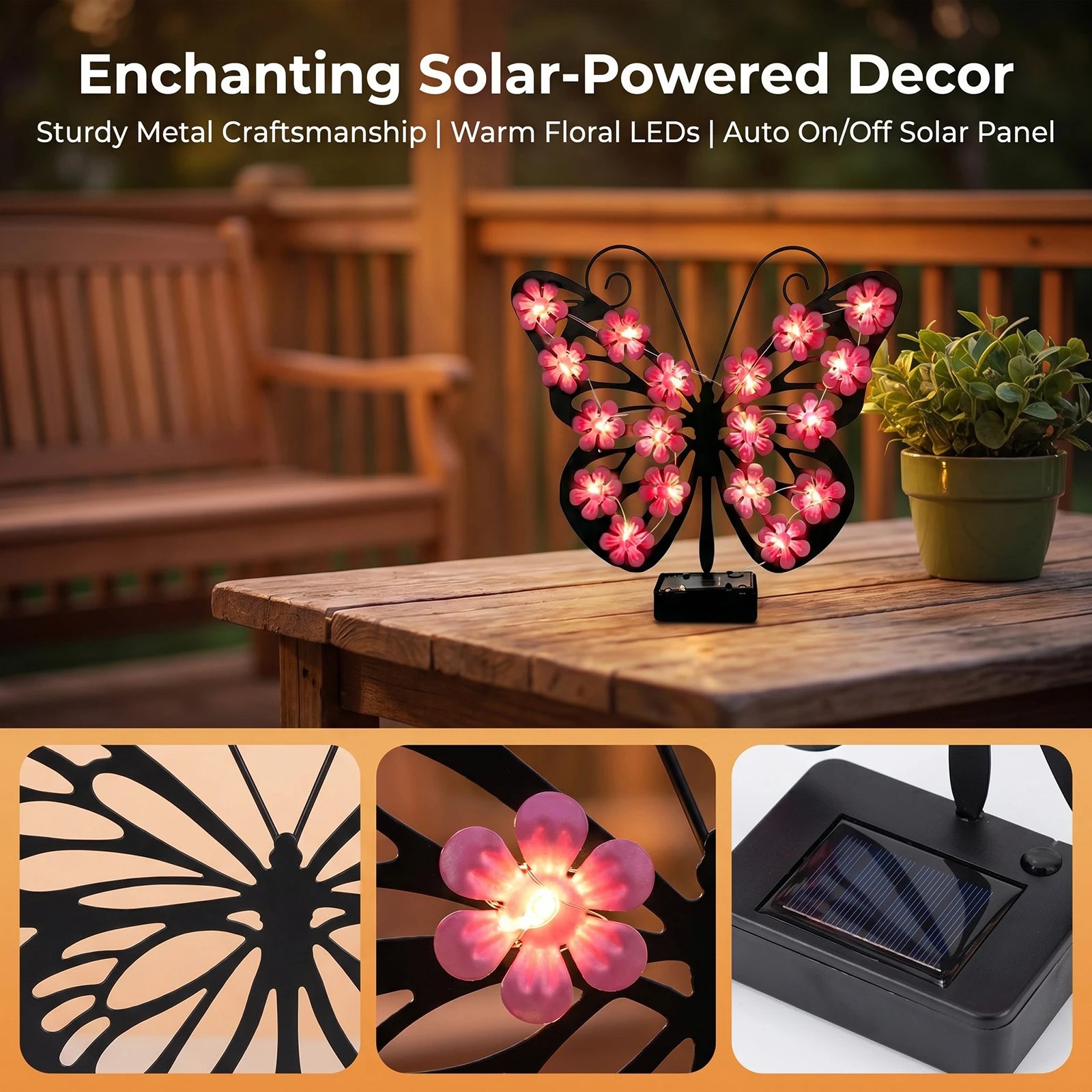 Freya Solar Metal Butterfly Wall Decor Waterproof IP65 - Luci