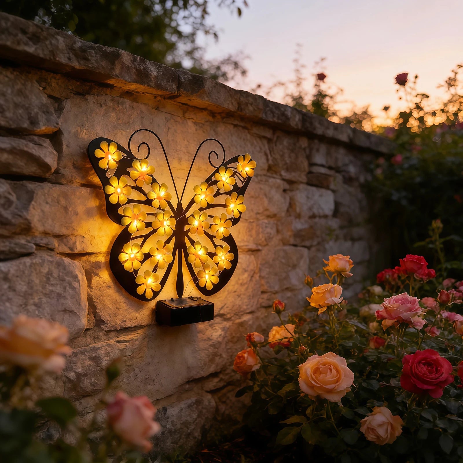 Freya Solar Metal Butterfly Wall Decor Waterproof IP65 - Luci
