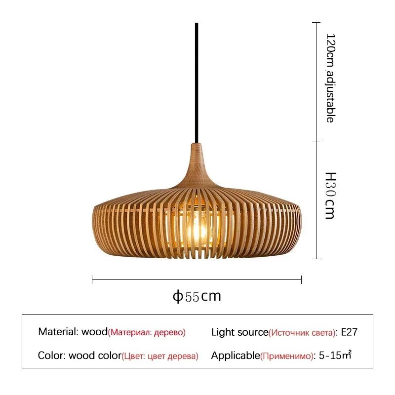 Modern Wooden Pendant Ceiling Light for Dining Room - Luci