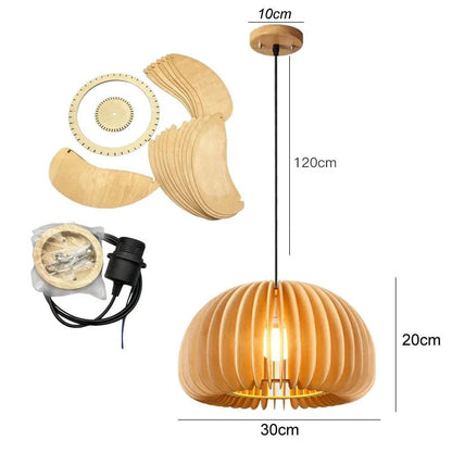 Pendant Wood Pumpkin Light - Modern Handmade Decor - Luci