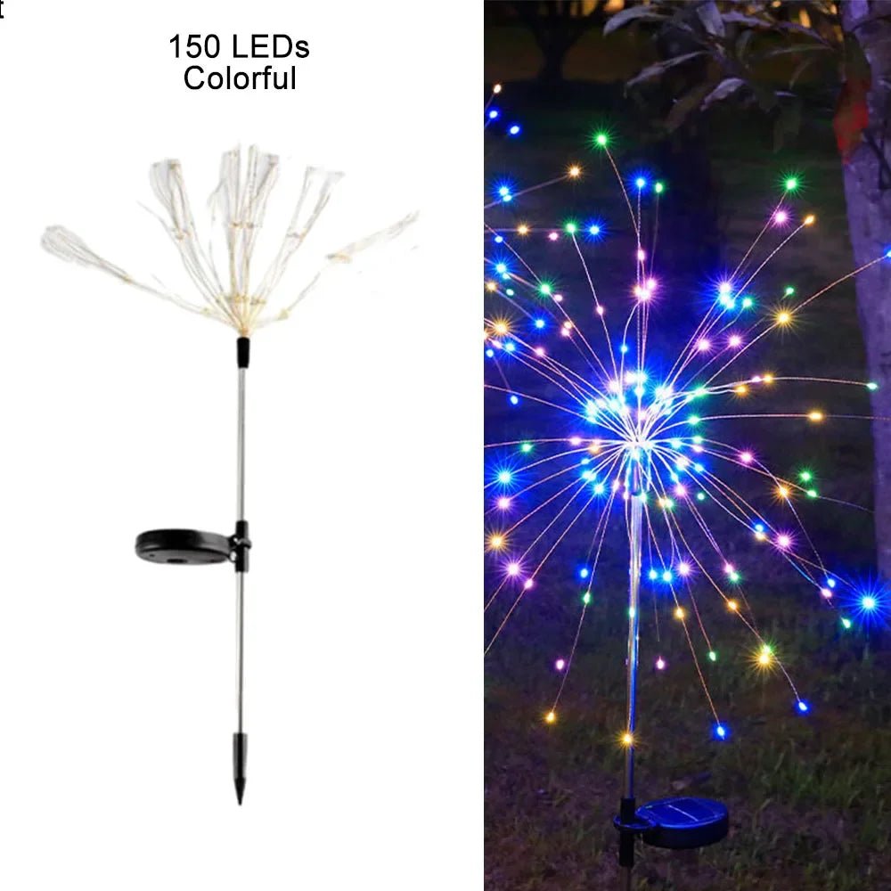 Solar Firework Garden Lights - 150 LED, Waterproof, 8 Modes - Luci