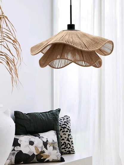 Nordic Minimalist Wabi Sabi Hemp Rope Chandelier - Luci