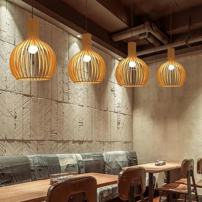 Nordic Wooden Pendant Light - Modern Ceiling Suspension - Luci