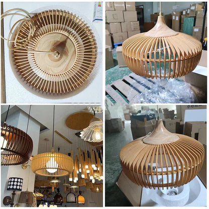 Modern Wooden Pendant Ceiling Light for Dining Room - Luci