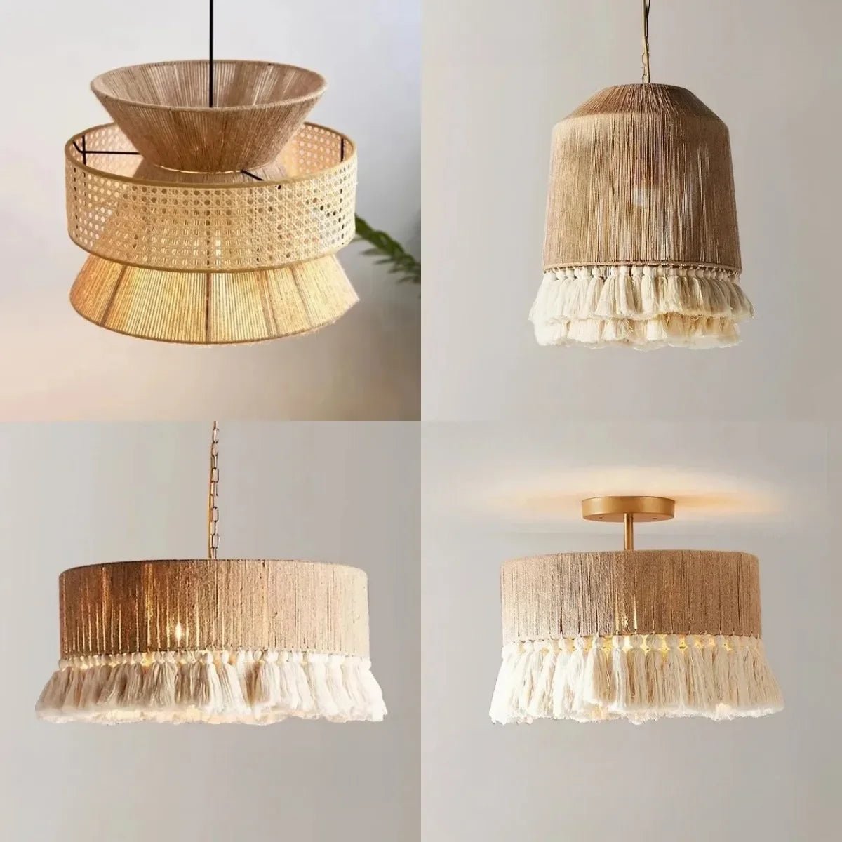 Bohemian Vintage Handwoven Macrame Pendant Lights - Luci