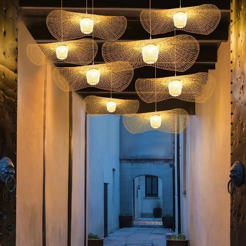 Japanese Bamboo Pendant Light - Modern Ceiling Fixture - Luci