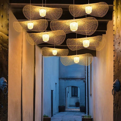 Japanese Bamboo Pendant Light - Modern Ceiling Fixture - Luci