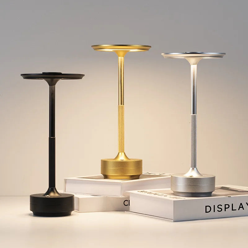 Rechargeable LED Table Lamp – Modern Touch Dimmable Bedside Lamp with Aluminium Design