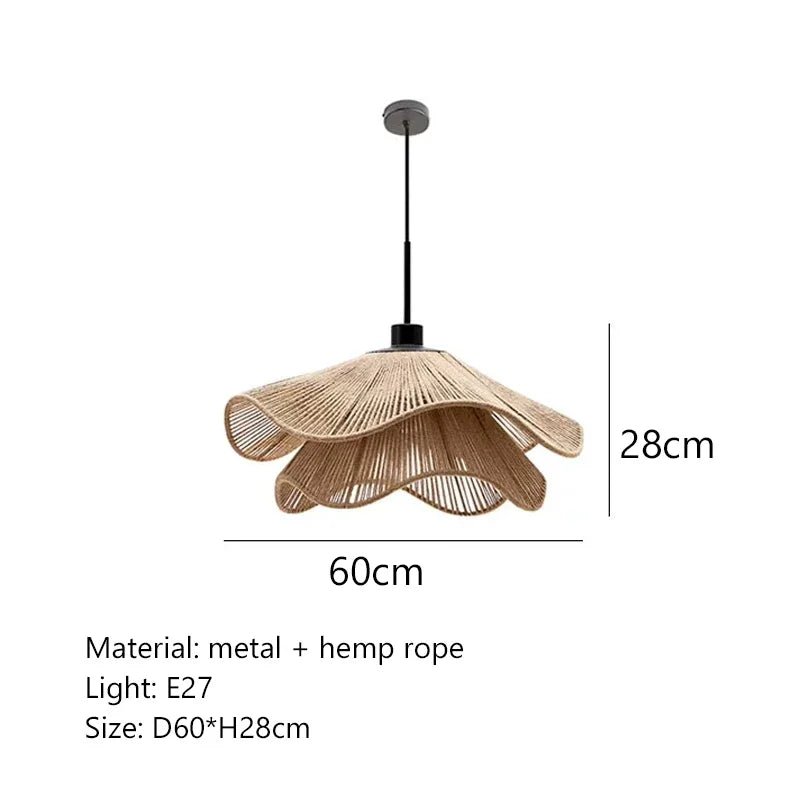 Nordic Minimalist Wabi Sabi Hemp Rope Chandelier - Luci