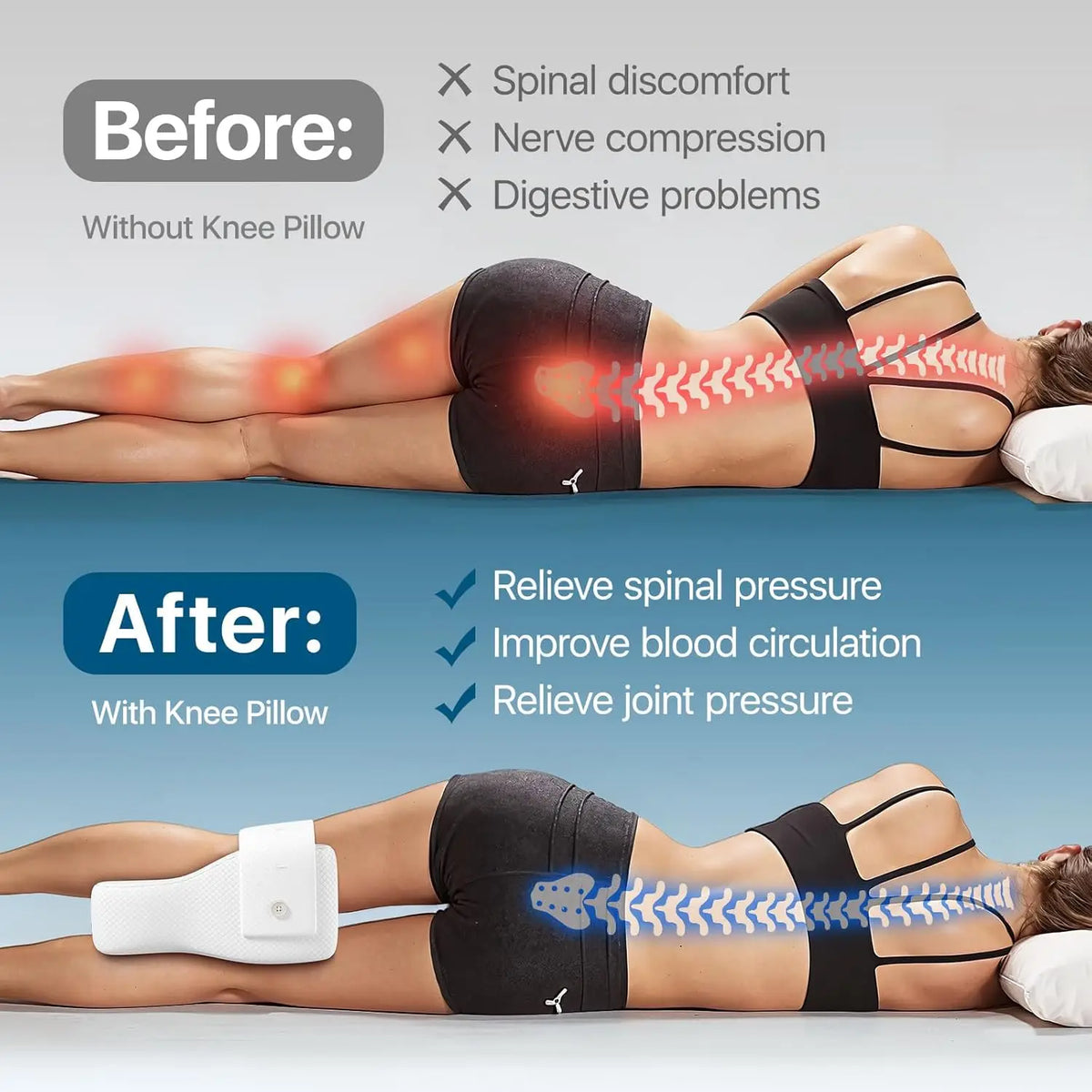 Memory Foam Knee Pillow — Leg Support for Side Sleepers