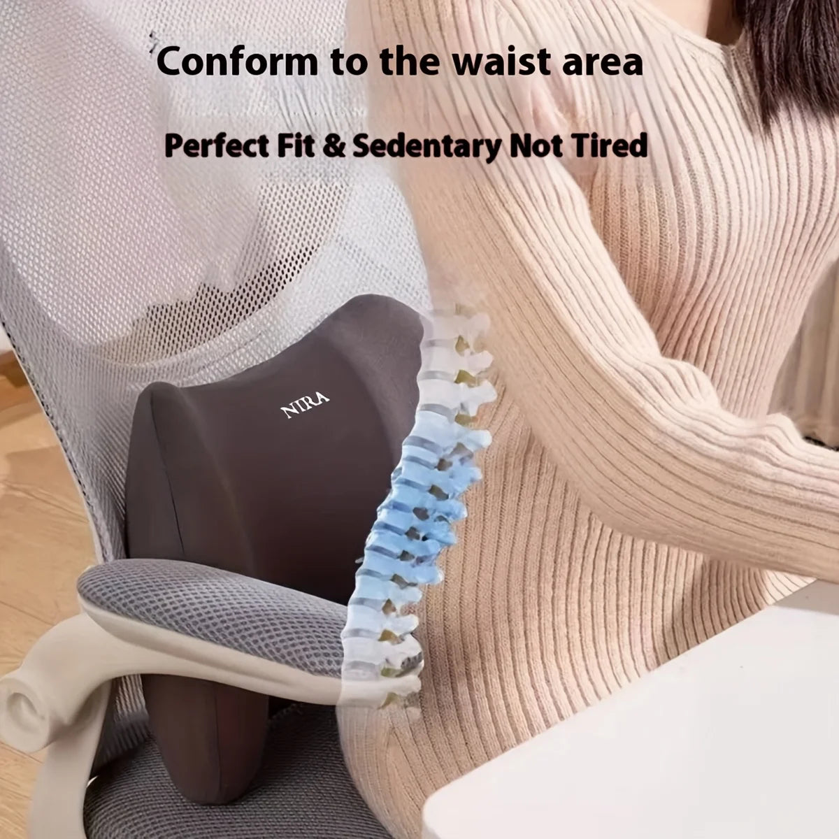 Memory Foam Lumbar Support Cushion — Office Chair & Car