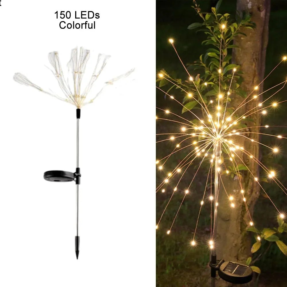 Solar Firework Garden Lights - 150 LED, Waterproof, 8 Modes - Luci