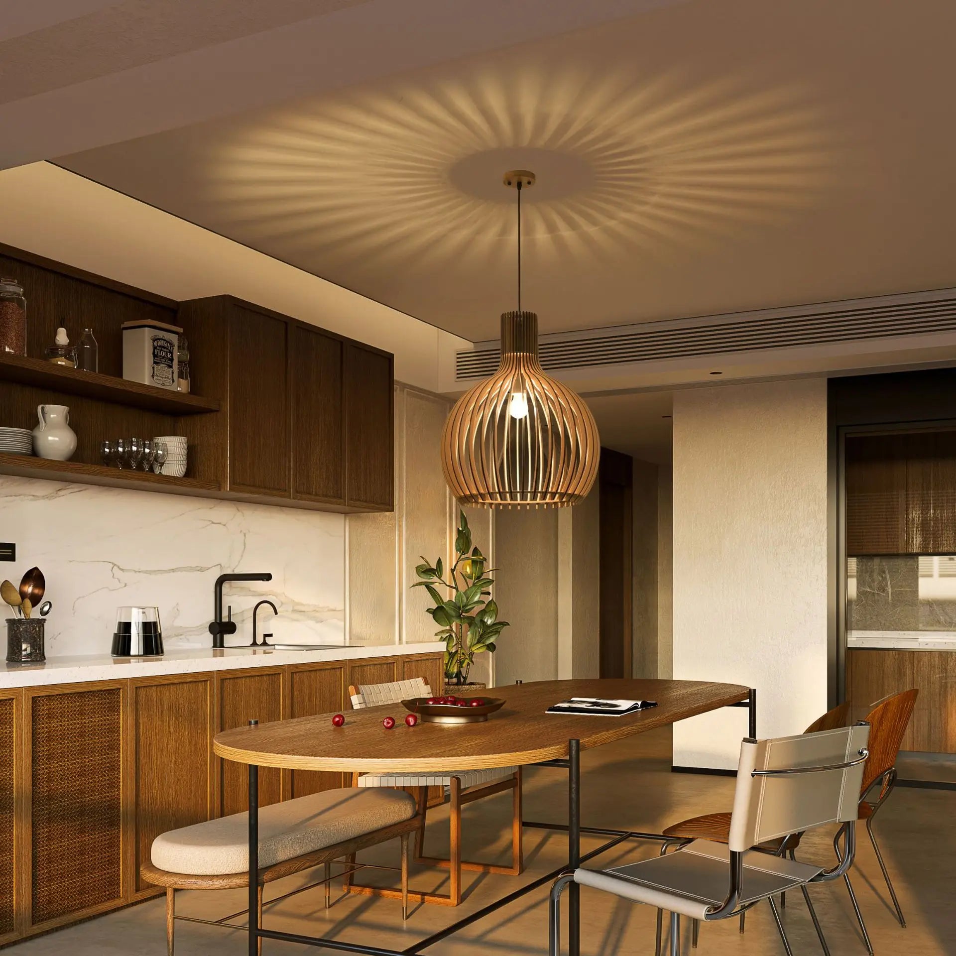 Nordic Wooden Pendant Light - Modern Ceiling Suspension - Luci