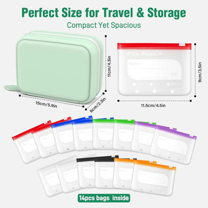 WeekPouch™ Portable Medicine Case — 14 Labelled Zip Pouches