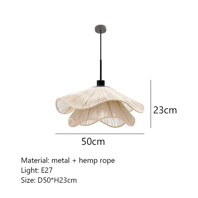 Nordic Minimalist Wabi Sabi Hemp Rope Chandelier - Luci