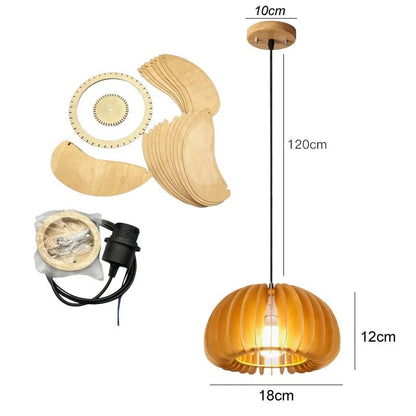 Pendant Wood Pumpkin Light - Modern Handmade Decor - Luci