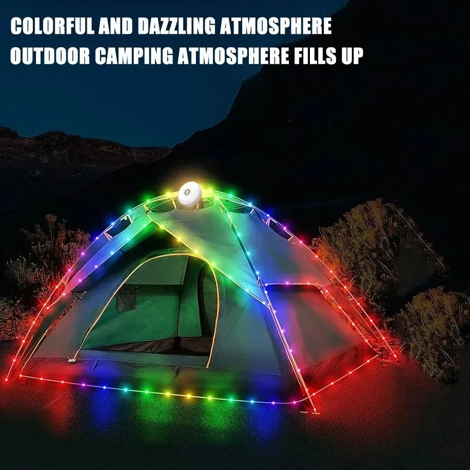 4-in-1 Solar Camping Lantern & 10m RGB String Light 