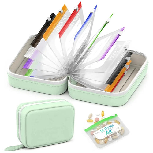 WeekPouch™ Portable Medicine Case — 14 Labelled Zip Pouches