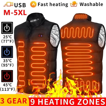Heated Gilet — 9 Zones, USB Powered, 3 Heat Settings
